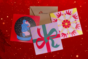 Våra olika gåvobevis på en julig bakgrund